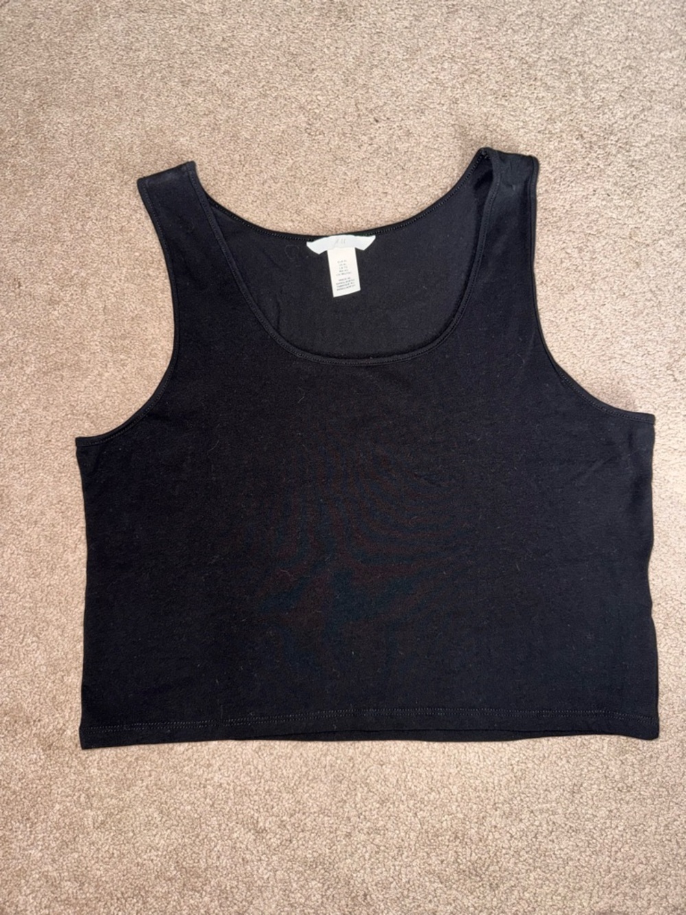 H&M Black Ribbed Cropped Tank Top - Women's